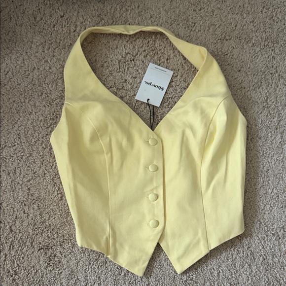 Showpo Yellow Halter Blouse - Picture 1 of 2